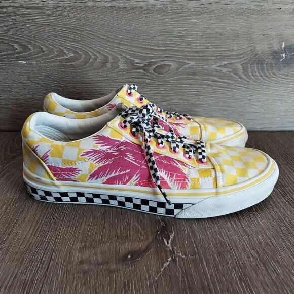 Custom Checkeredboard Vans Palm Tree Sneaker 6.5 Women 8 - Picture 1 of 10